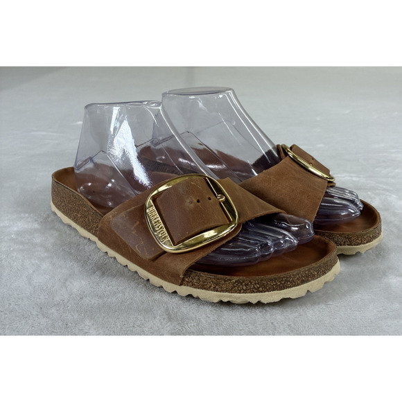 Birkenstock Madrid Big Buckle Sandals In Oiled Leather T-Strap Sandals Sz 39/8 - Picture 2 of 16